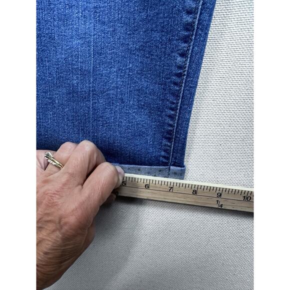 NYDJ Jeans Womens Size 12 Blue Cropped Bedazzled Cuffed Stretch - Picture 11 of 15